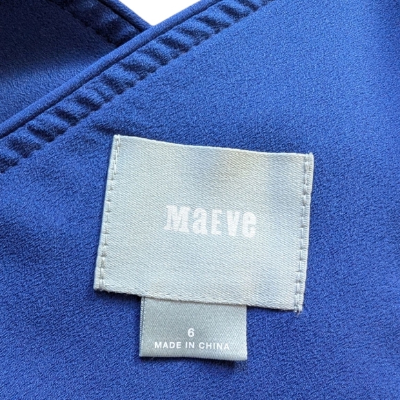 Anthropologie Maeve Rokin Dress Criss-Cross back Orange Navy Polkadots Women's 6 - Picture 10 of 16